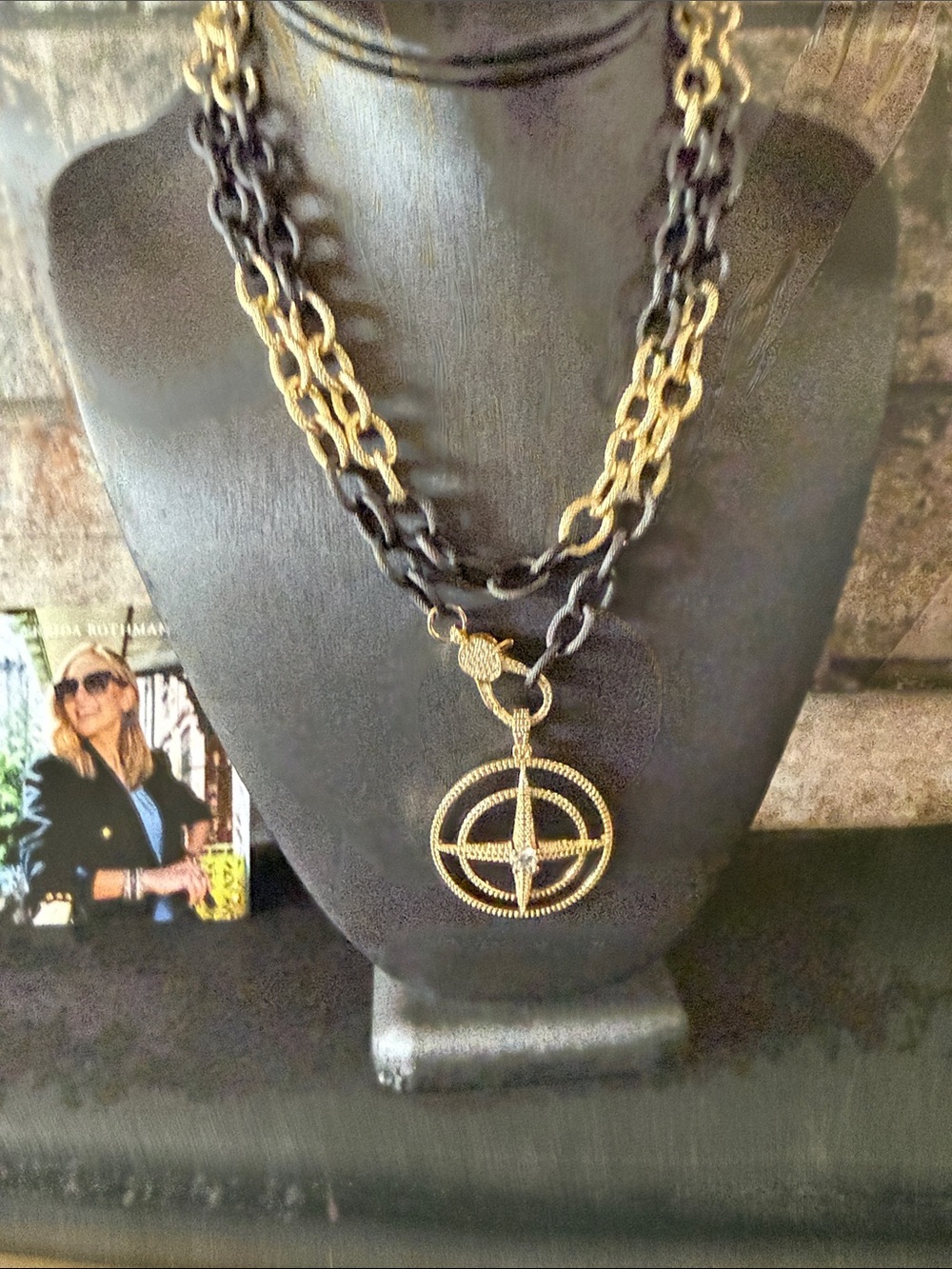 Freida Rothman Gorgeous Lumi Chunky Compass Pendant Necklace